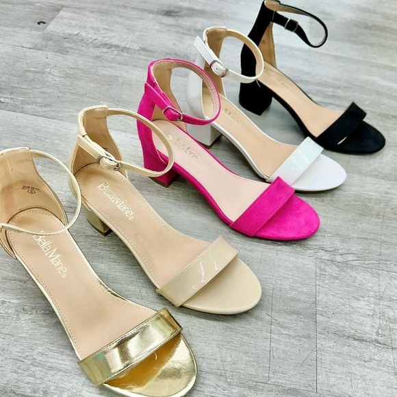 NEW| BellaMarie Chunky Block Fuchsia Suede Heel Sandal - Picture 6 of 7